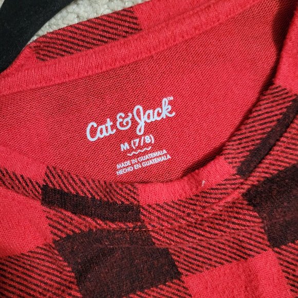 Cat & Jack Red Plaid Long Sleeve Drawstring Shirt Girls Size M 7/8 1089 - Picture 4 of 6